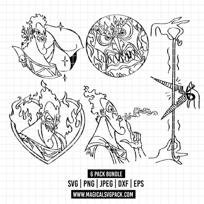 COD2749 - Hades From Hercules pack bundle, Disney Classics clipart Svg, Png, Eps, Dxf, Jpeg, vector.