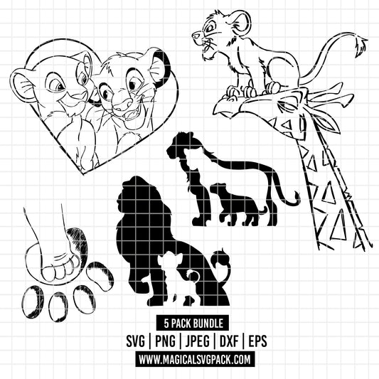 COD2752 - The Lion king characters line art pack bundle, Disney clipart Svg, Png, Eps, Dxf, Jpeg, vector.