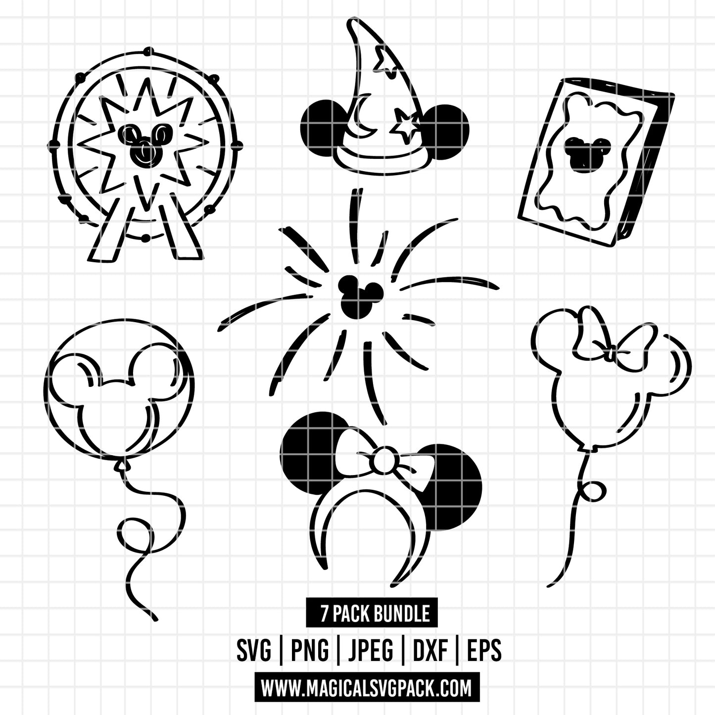 COD2785 - Disney Icons bundle, Disney clipart Svg, Png, Eps, Dxf, Jpeg, vector.