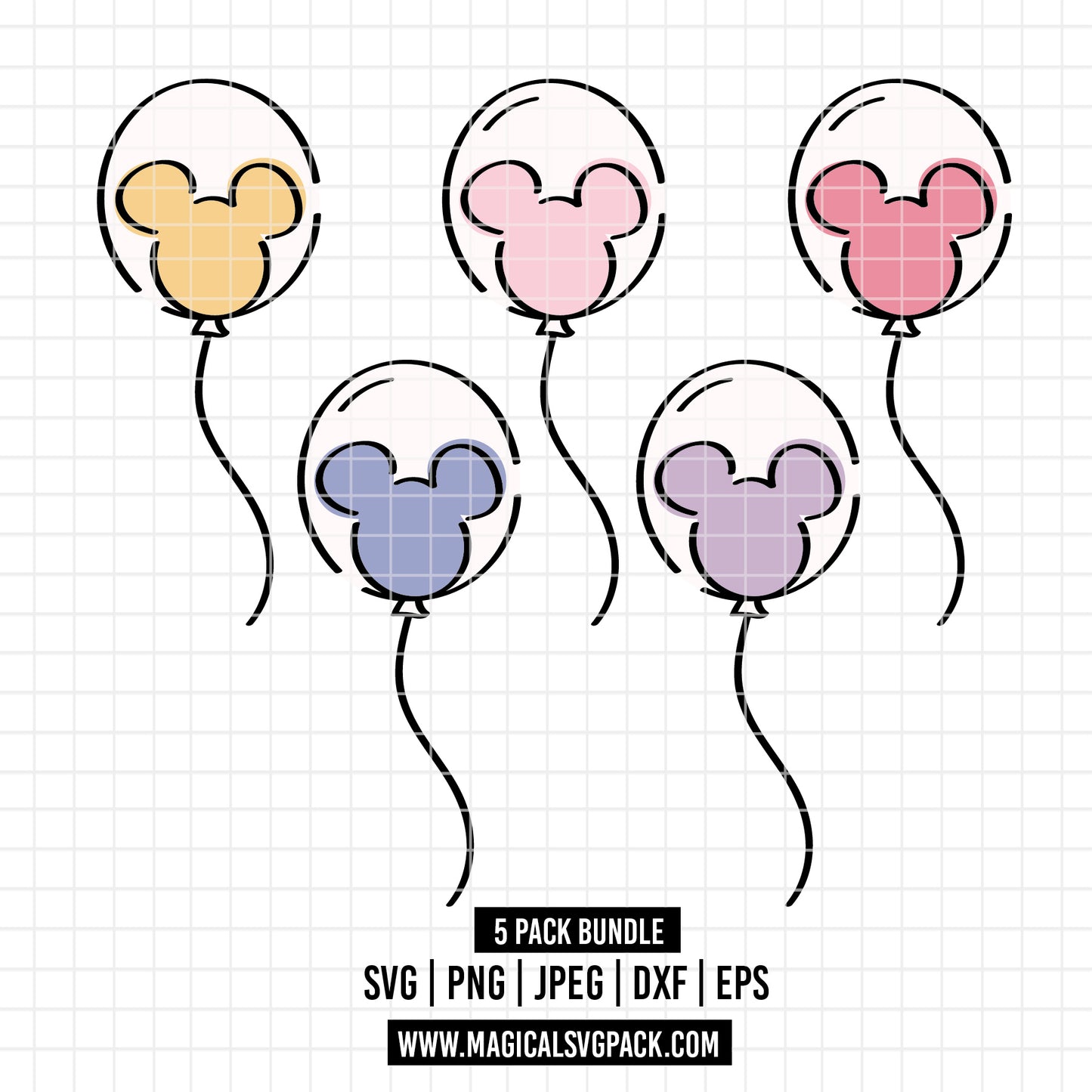 COD2813 - Disney Ballons bundle, Disney clipart Svg, Png, Eps, Dxf, Jpeg, vector.