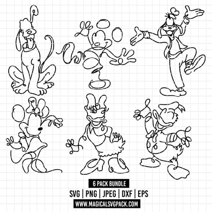 COD2983 - Disney Classics Outline pack bundle, Disney Classics clipart Svg, Png, Eps, Dxf, Jpeg, vector.