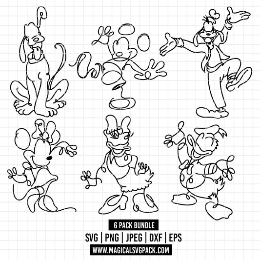 COD2983 - Disney Classics Outline pack bundle, Disney Classics clipart Svg, Png, Eps, Dxf, Jpeg, vector.