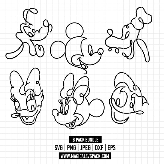 COD3144 - Disney Classics Outline pack bundle, Disney Classics clipart Svg, Png, Eps, Dxf, Jpeg, vector.