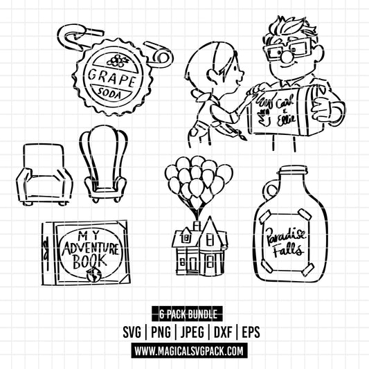 COD3226 - Up, Adventure is out there: Icons pack bundle, Disney Pixar clipart Svg, Png, Eps, Dxf, Jpeg, vector.