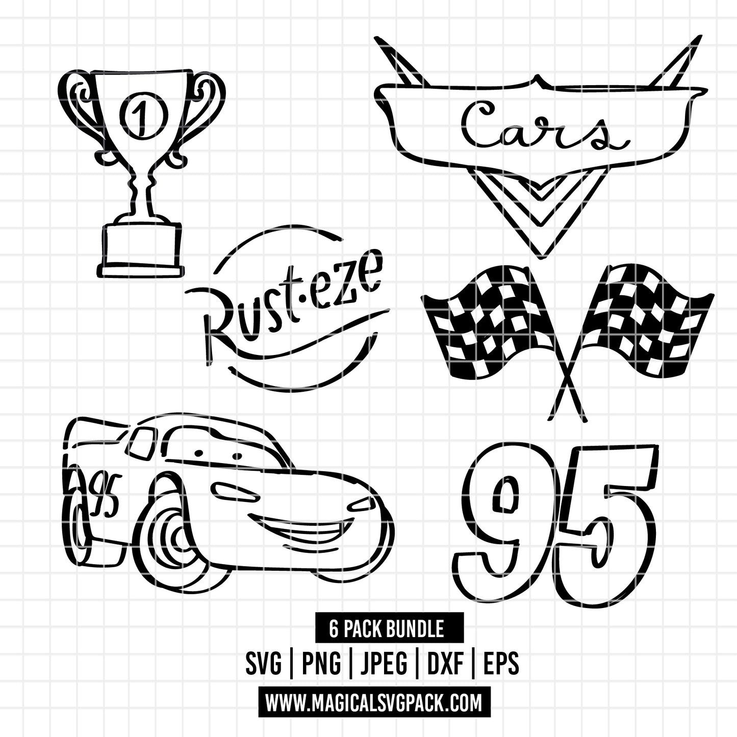 COD3309 - Cars icons bundle, Disney clipart Svg, Png, Eps, Dxf, Jpeg, vector.