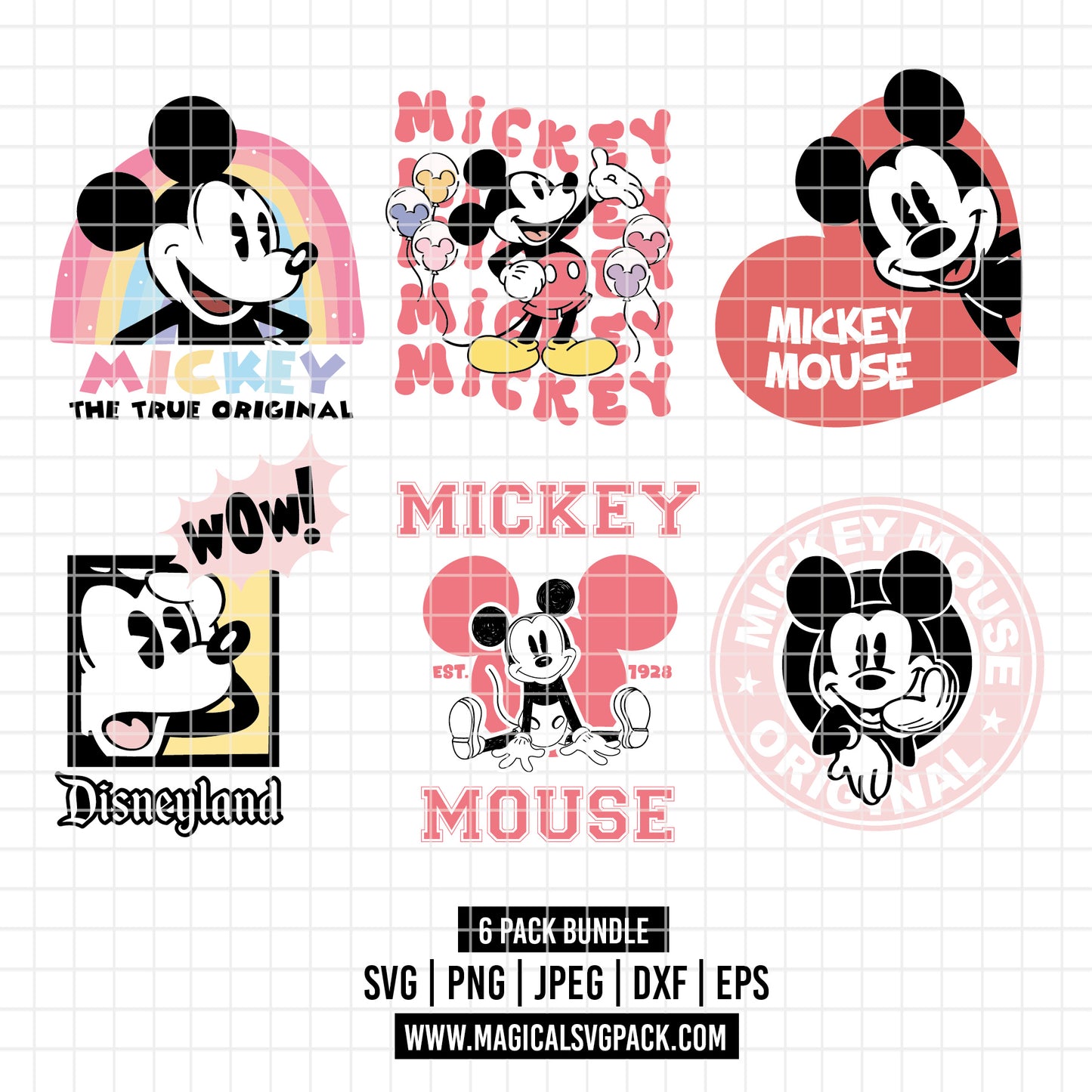 COD3330 - Mickey dtf full color pack bundle, Disney clipart Svg, Png, Eps, Dxf, Jpeg, vector.