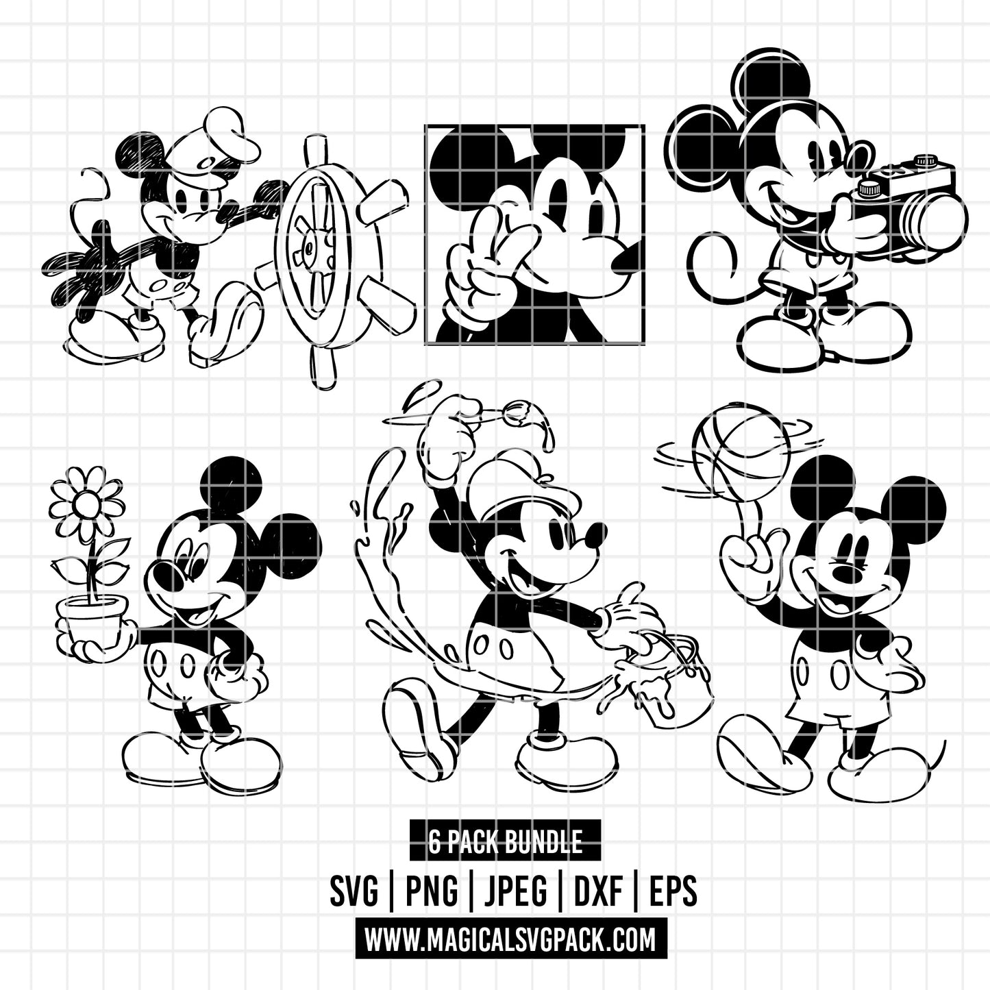 COD3343 - Mickey pack bundle, Disney clipart Svg, Png, Eps, Dxf, Jpeg, vector.