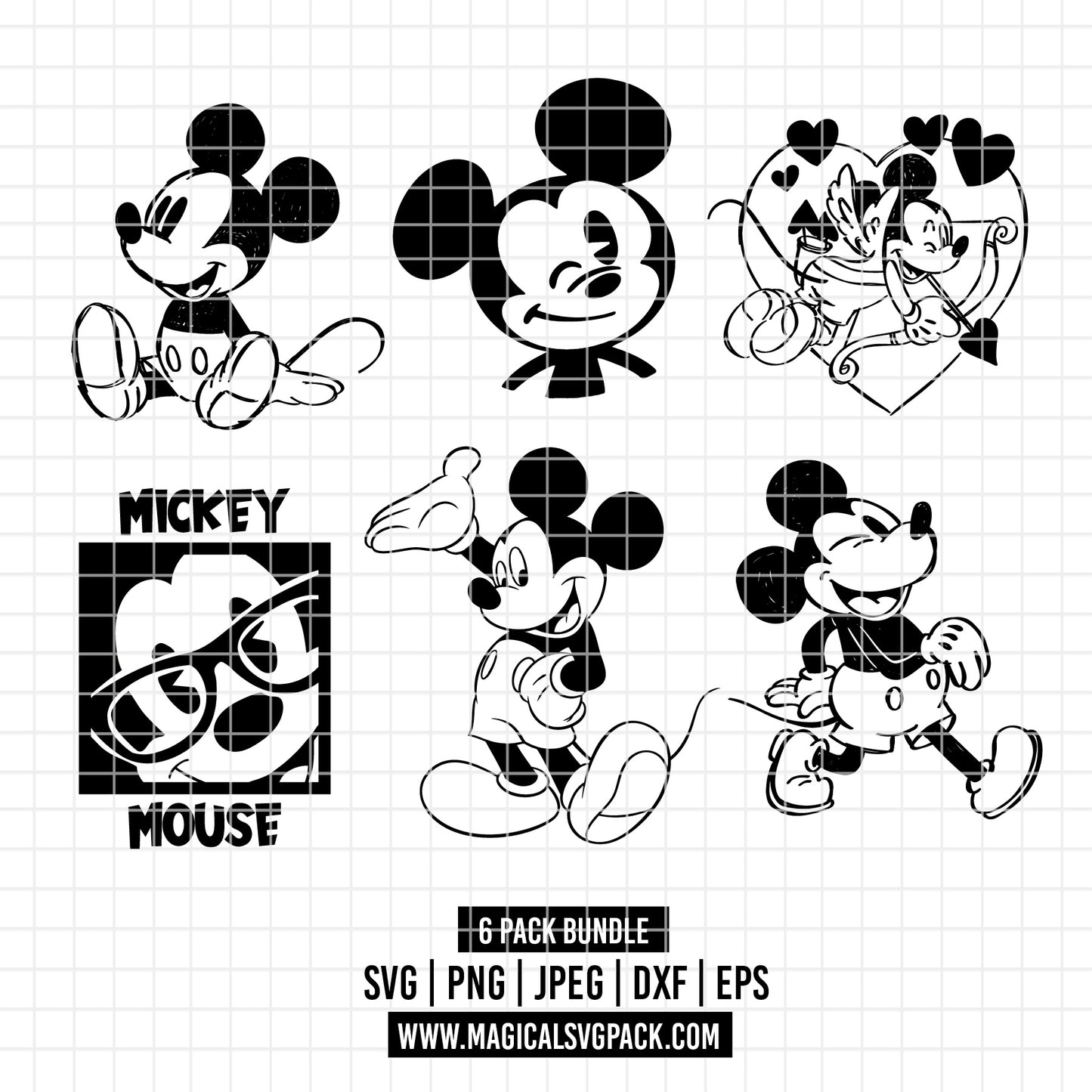 COD3345 - Mickey pack bundle, Disney clipart Svg, Png, Eps, Dxf, Jpeg, vector.