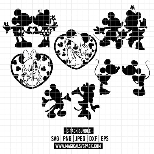 COD3346 - Mickey & Minnie loving pack bundle, Disney Valentine's day clipart Svg, Png, Eps, Dxf, Jpeg, vector.