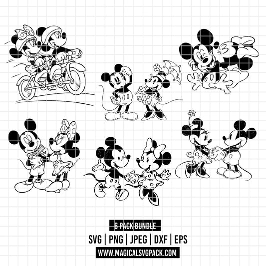 COD3347 - Mickey & Minnie loving pack bundle, Disney Valentine's day clipart Svg, Png, Eps, Dxf, Jpeg, vector.