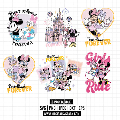 COD3353 - Minnie & Daisy pack bundle, Disney Classics clipart Svg, Png, Eps, Dxf, Jpeg, vector..