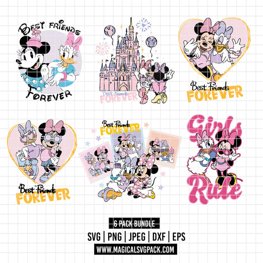 COD3353 - Minnie & Daisy pack bundle, Disney Classics clipart Svg, Png, Eps, Dxf, Jpeg, vector..