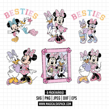 COD3354 - Minnie & Daisy pack bundle, Disney Classics clipart Svg, Png, Eps, Dxf, Jpeg, vector.