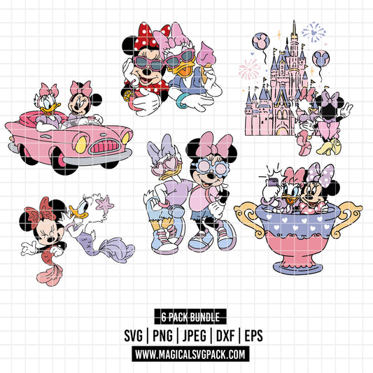 COD3356 - Minnie & Daisy pack bundle, Disney Classics clipart Svg, Png, Eps, Dxf, Jpeg, vector.