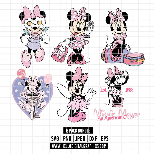 COD3357 - Minnie's world pack bundle, Disney Classics clipart Svg, Png, Eps, Dxf, Jpeg, vector.