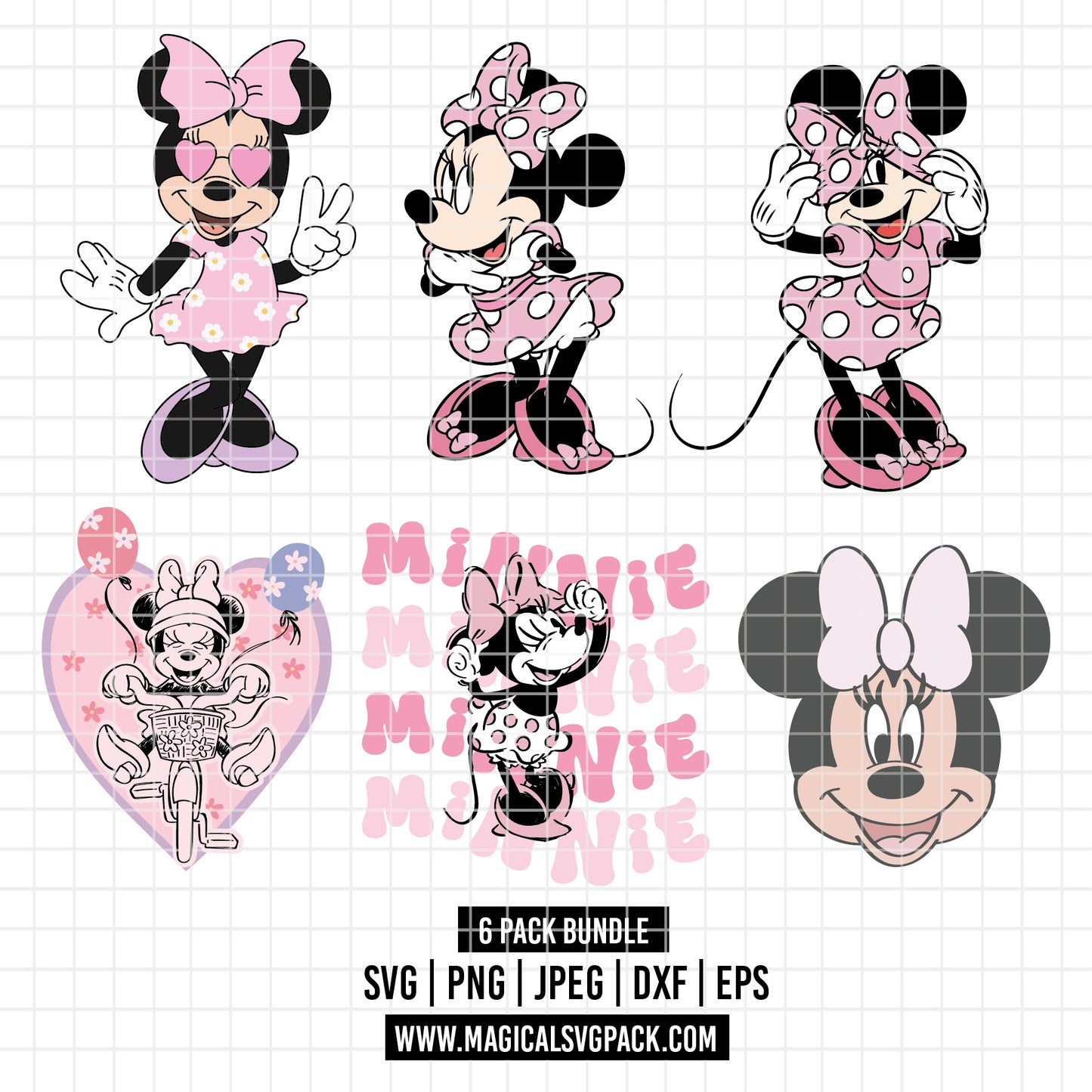 COD3358 - Minnie's world pack bundle, Disney Classics clipart Svg, Png, Eps, Dxf, Jpeg, vector.
