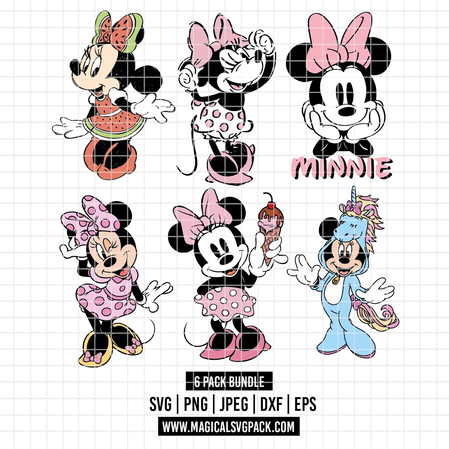 COD3361 - Minnie's world pack bundle, Disney Classics clipart Svg, Png, Eps, Dxf, Jpeg, vector.