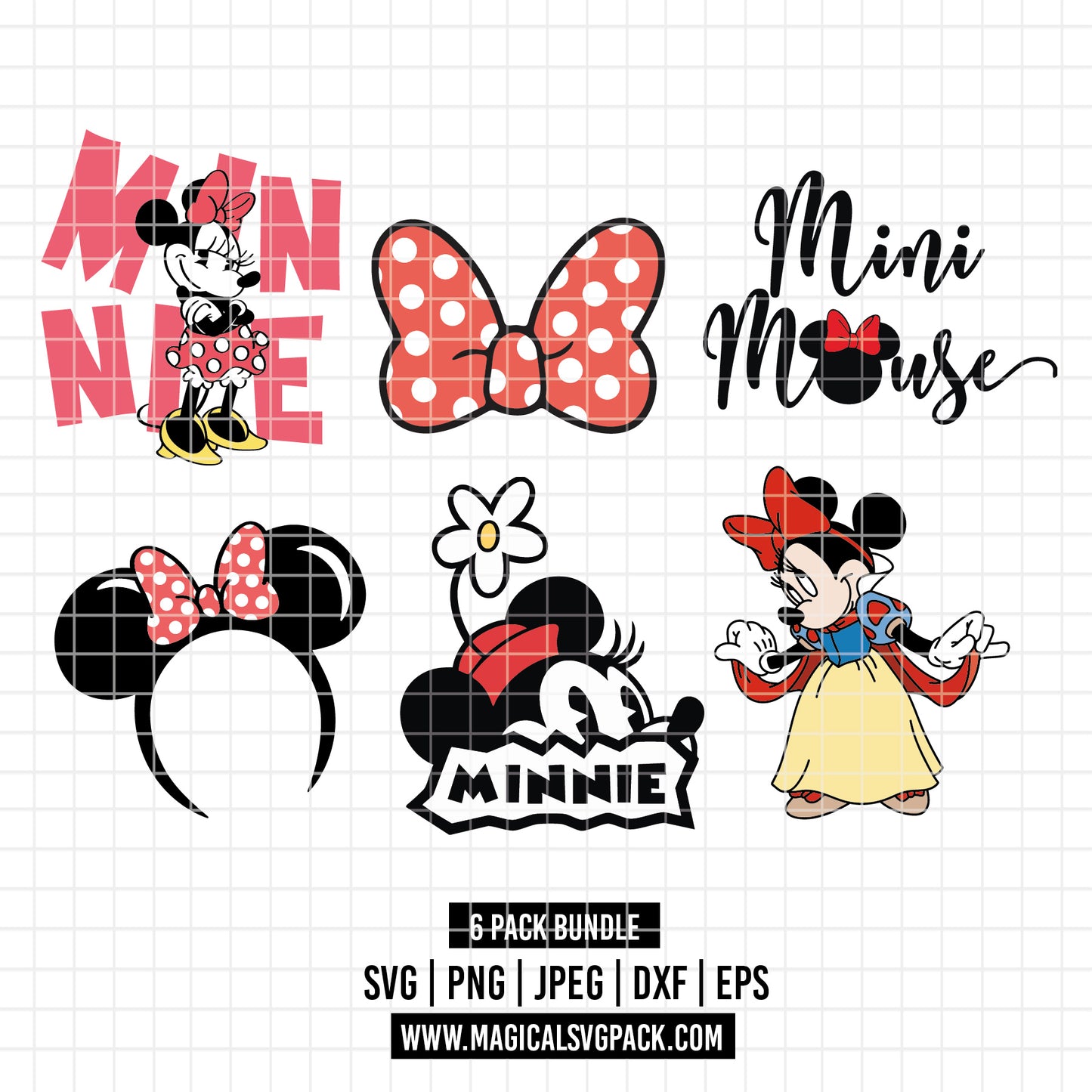 COD3362 - Minnie's world pack bundle, Disney Classics clipart Svg, Png, Eps, Dxf, Jpeg, vector.