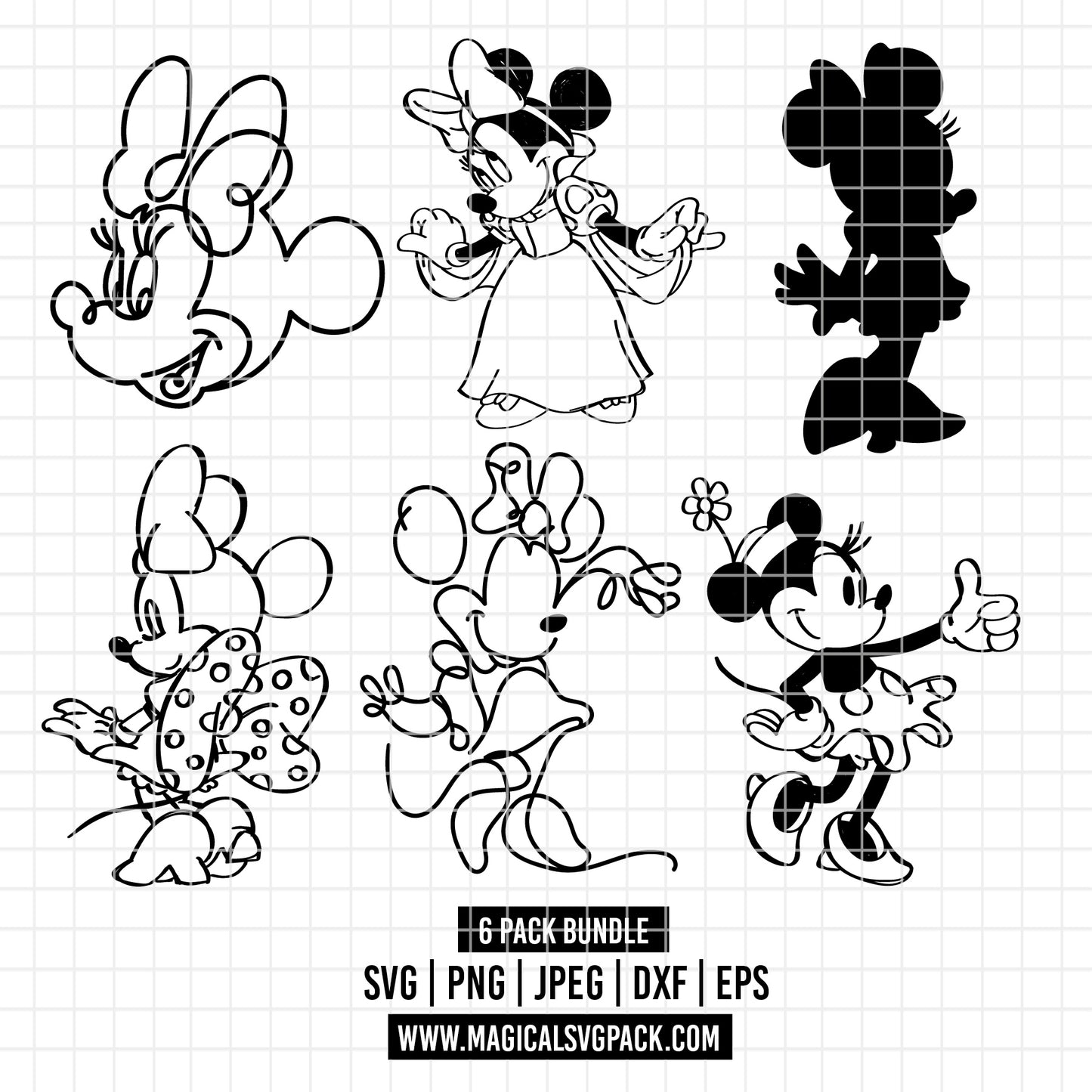 COD3366 - Minnie's world pack bundle, Disney Classics clipart Svg, Png, Eps, Dxf, Jpeg, vector.
