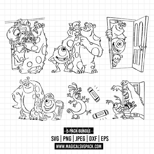 COD3367 - Monster inc. pack bundle, Disney clipart Svg, Png, Eps, Dxf, Jpeg, vector.