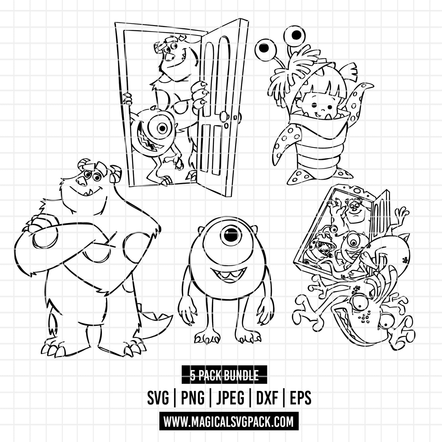 COD3368 - Monster inc. pack bundle, Disney clipart Svg, Png, Eps, Dxf, Jpeg, vector.