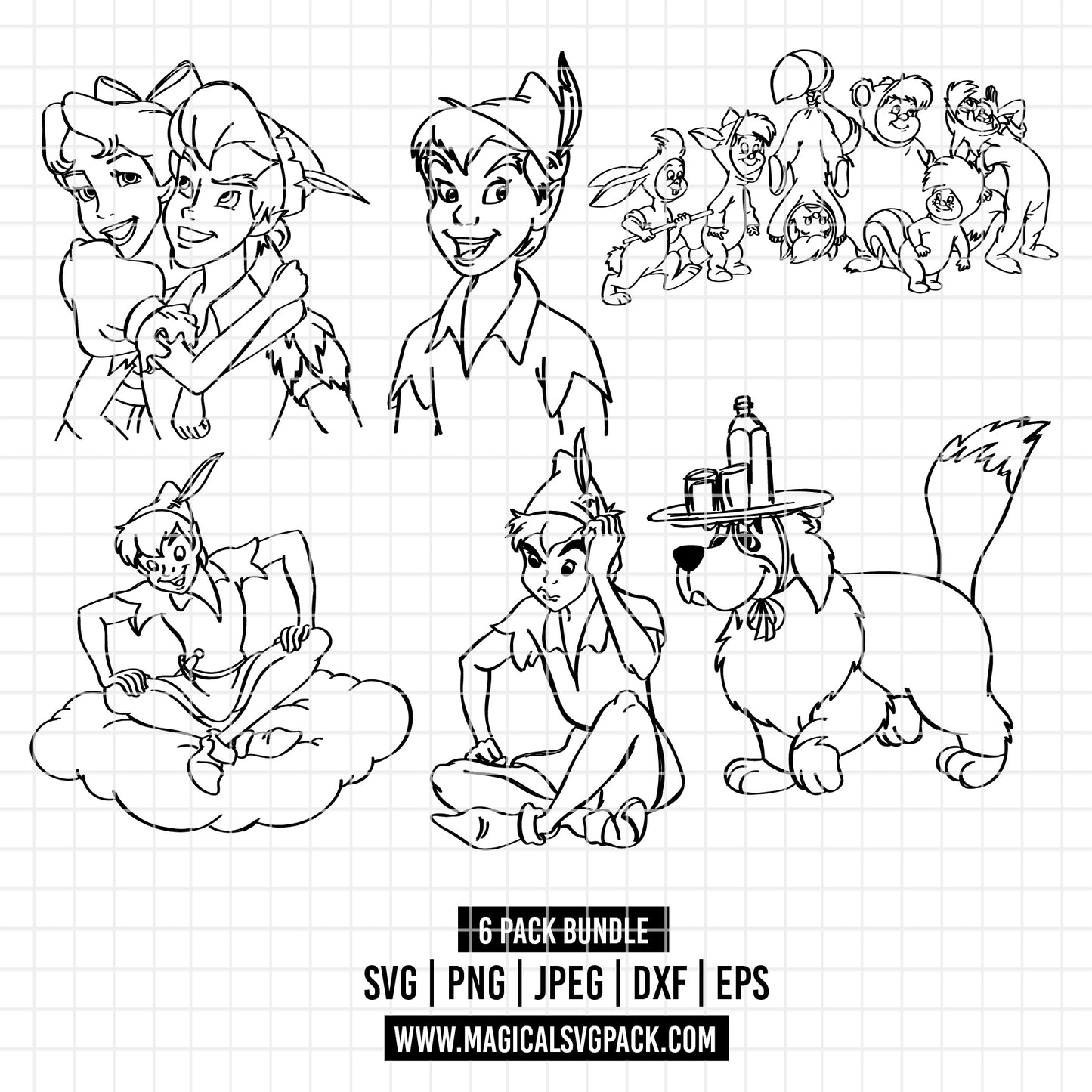 COD3478 - Peter pan's word pack bundle, Disney clipart Svg, Png, Eps, Dxf, Jpeg, vector.