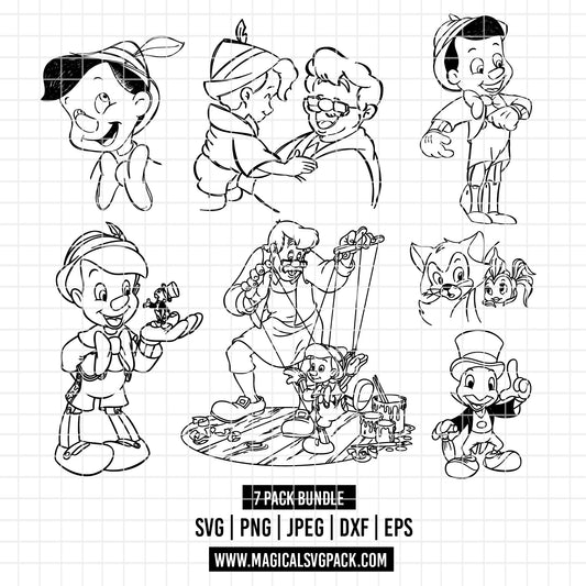 COD3479 - Pinocchio pack bundle, Disney clipart Svg, Png, Eps, Dxf, Jpeg, vector.