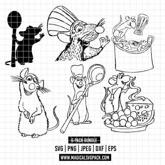 COD3482 - Ratatouille pack bundle, Disney pixar clipart Svg, Png, Eps, Dxf, Jpeg, vector.