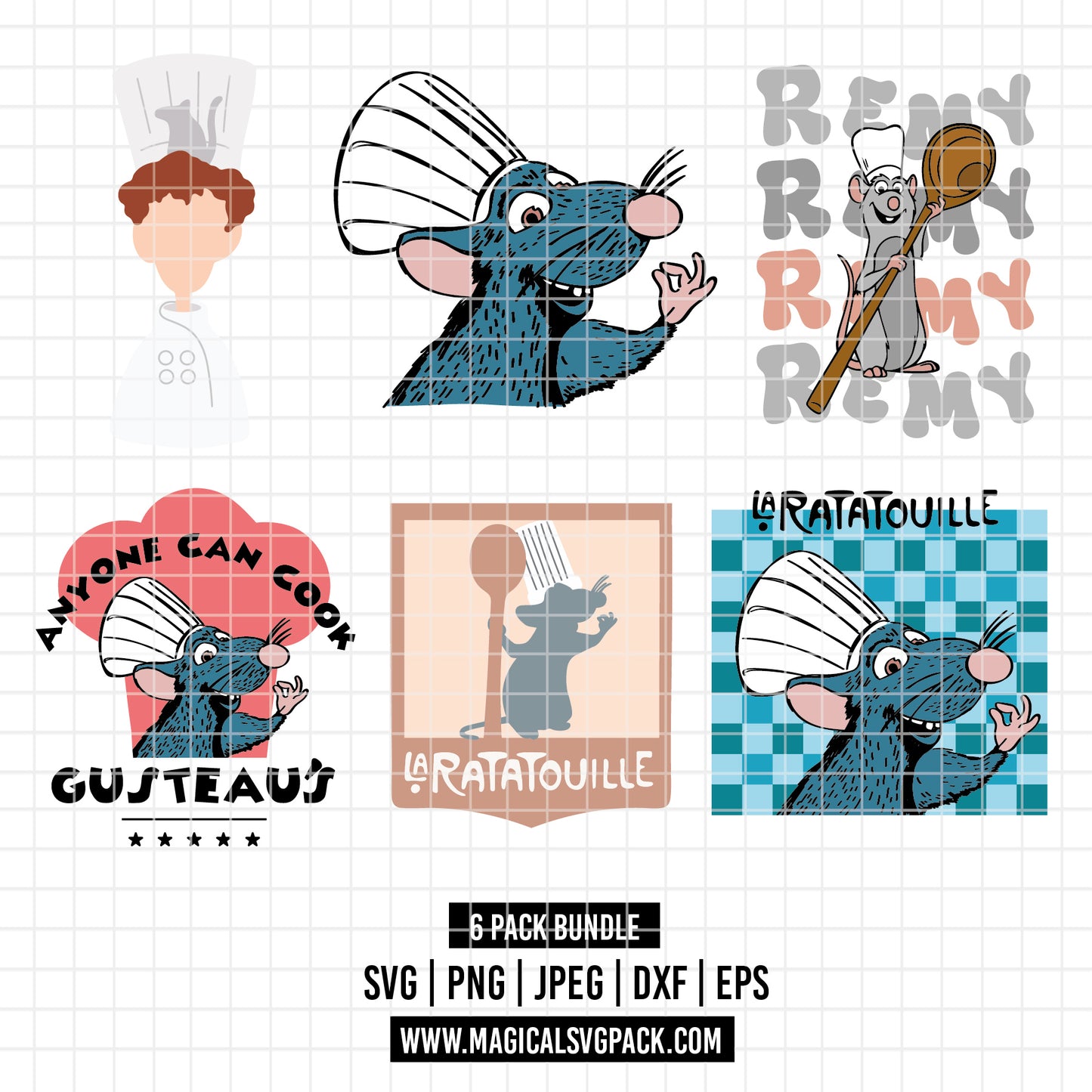 COD3483 - Ratatouille pack bundle, Disney pixar clipart Svg, Png, Eps, Dxf, Jpeg, vector.