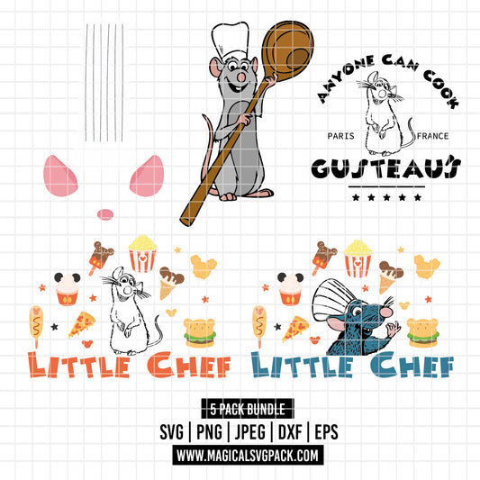 COD3484 - Ratatouille pack bundle, Disney pixar clipart Svg, Png, Eps, Dxf, Jpeg, vector.