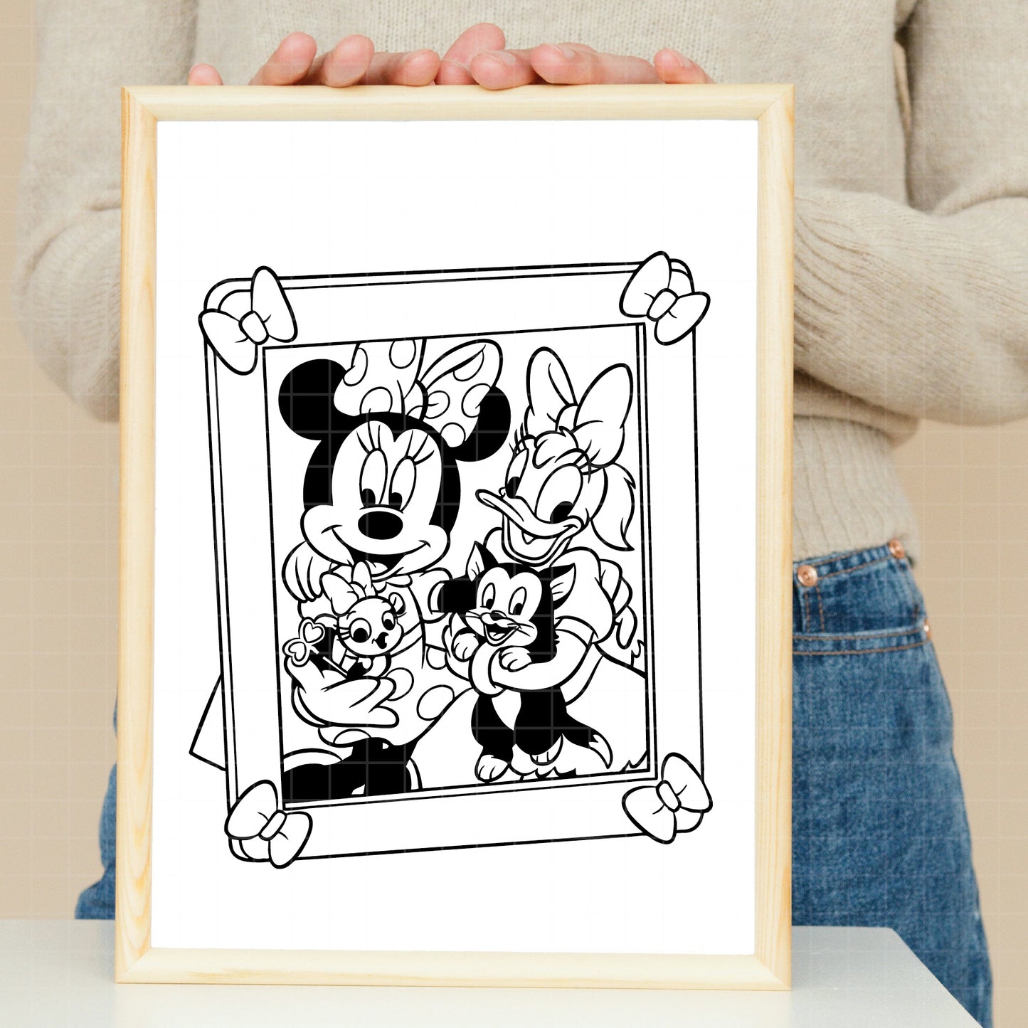 COD3487 - Minnie & Daisy pack bundle line art, Disney Classics clipart Svg, Png, Eps, Dxf, Jpeg, vector.