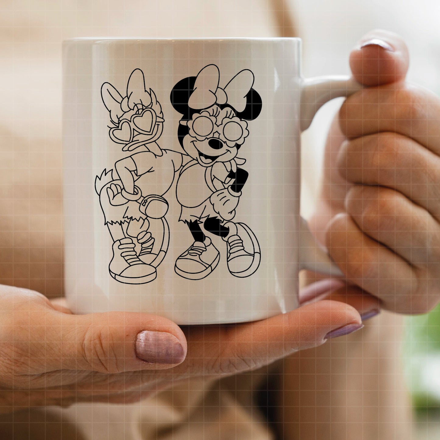 COD3487 - Minnie & Daisy pack bundle line art, Disney Classics clipart Svg, Png, Eps, Dxf, Jpeg, vector.