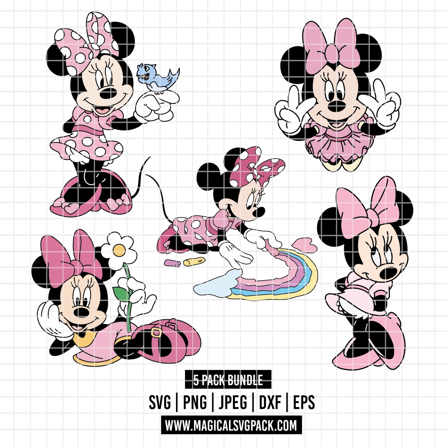 COD3488 - Minnie's world pack bundle, Disney Classics clipart Svg, Png, Eps, Dxf, Jpeg, vector.