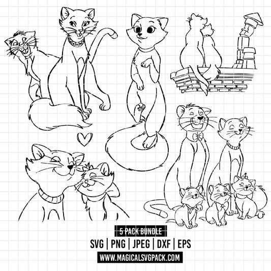 COD3489 - Kitten marie, Toulouse, Berlioz and family, The aristocats pack bundle, Disney clipart Svg, Png, Eps, Dxf, Jpeg, vector.