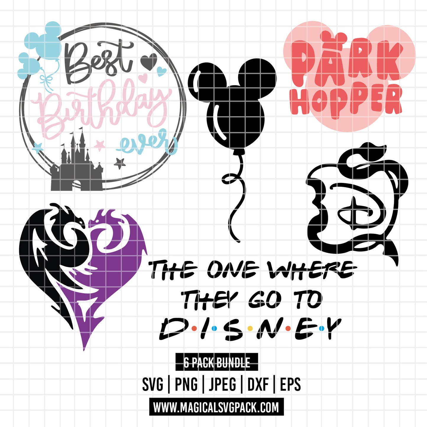 COD3491 - Disney trips pack bundle, Disney Magic Kingdom clipart Svg, Png, Eps, Dxf, Jpeg, vector.