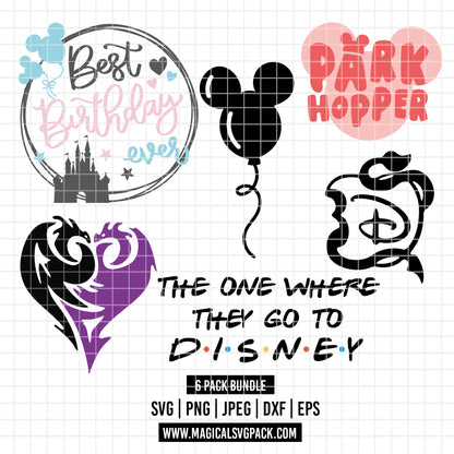 COD3491 - Disney trips pack bundle, Disney Magic Kingdom clipart Svg, Png, Eps, Dxf, Jpeg, vector.