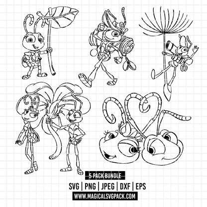 COD3494 - A Bug's Life bundle, Disney clipart Svg, Png, Eps, Dxf, Jpeg, vector.