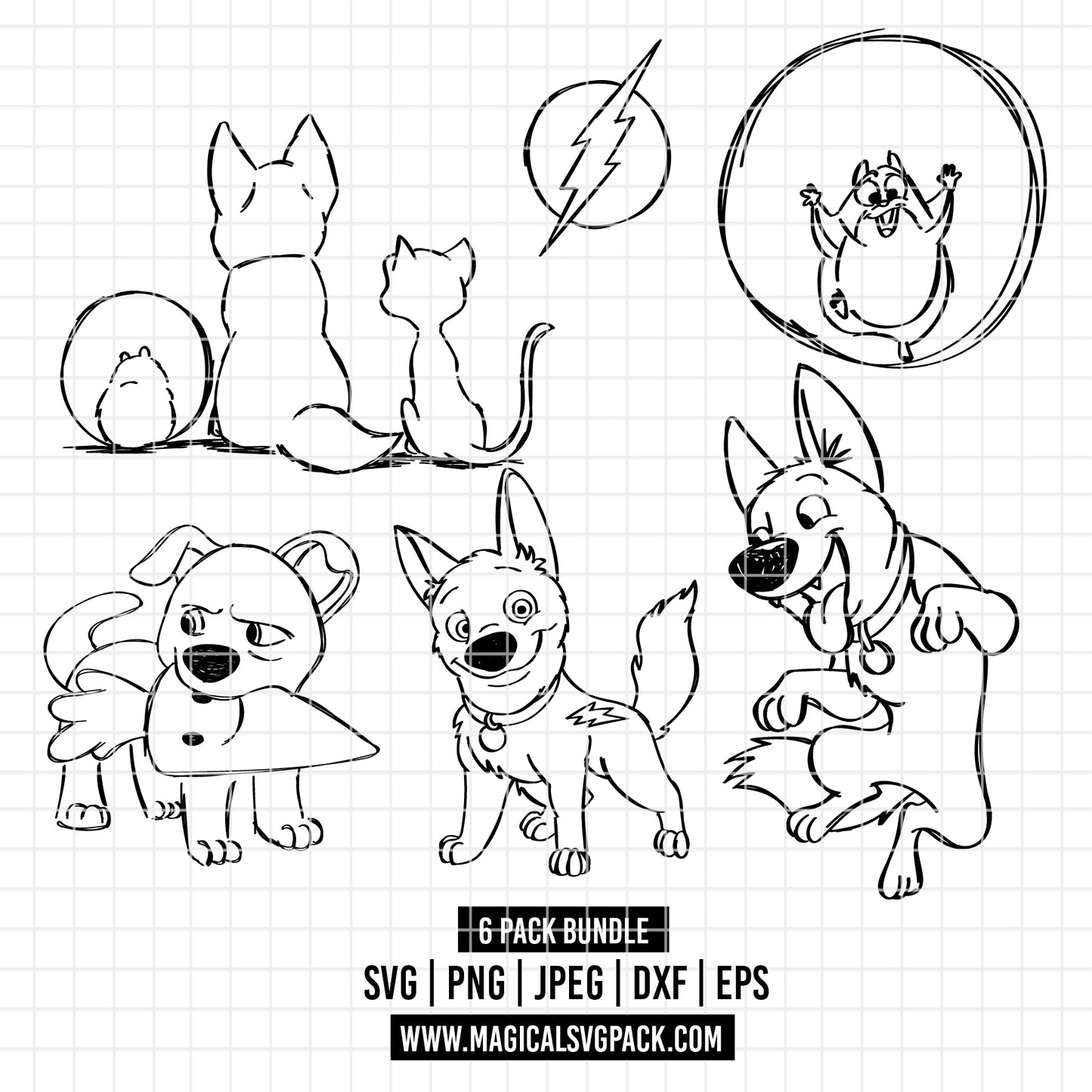 COD3495 - Bolt bundle, Disney clipart Svg, Png, Eps, Dxf, Jpeg, vector.