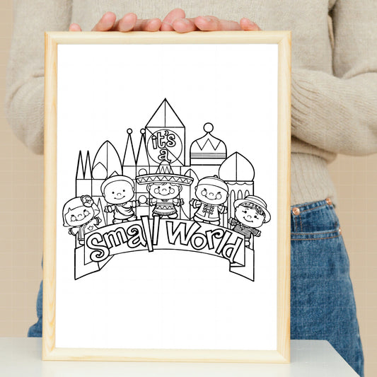 COD3507 - Disney Castle It's Small World pack bundle, Disneyland clipart Svg, Png, Eps, Dxf, Jpeg, vector.