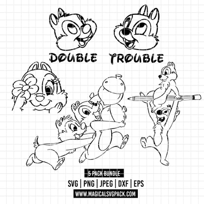 COD3509 - Chip & Dale bundle, Disney clipart Svg, Png, Eps, Dxf, Jpeg, vector.