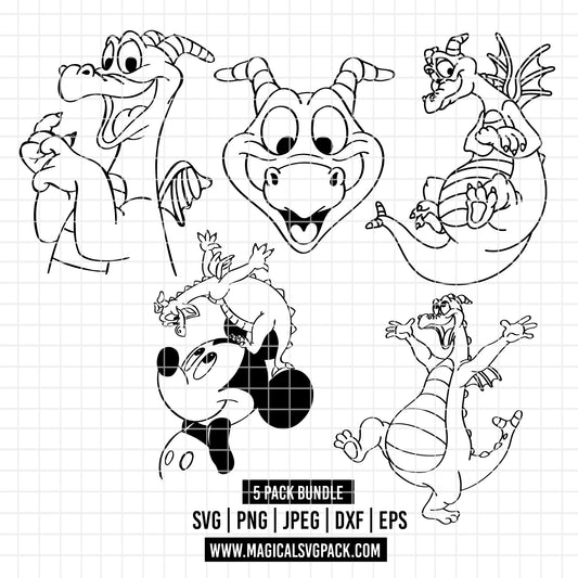 COD3512 - Figment, one little spark of inspiration pack bundle line art, Disney clipart Svg, Png, Eps, Dxf, Jpeg, vector.