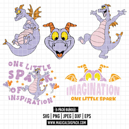 COD3513 - Figment, one little spark of inspiration pack bundle, Disney clipart Svg, Png, Eps, Dxf, Jpeg, vector.