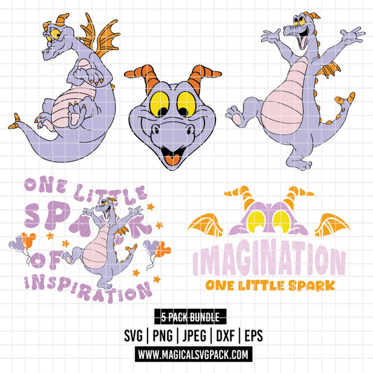 COD3513 - Figment, one little spark of inspiration pack bundle, Disney clipart Svg, Png, Eps, Dxf, Jpeg, vector.