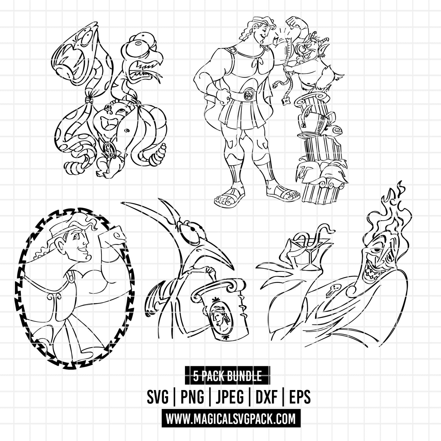 COD3516 - Hercules pack bundle, Disney Classics clipart Svg, Png, Eps, Dxf, Jpeg, vector.