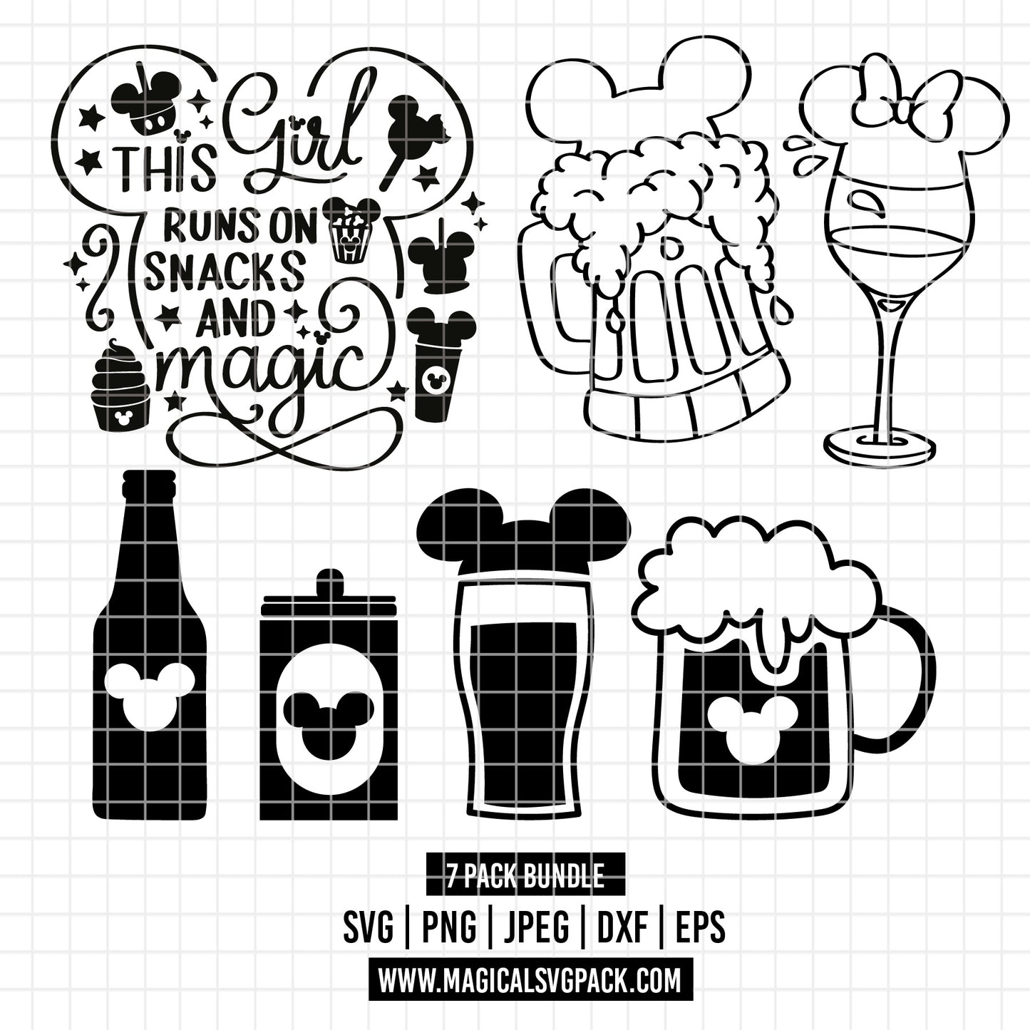 COD3520 - Disney Snack goals & drinks bundle, Disney clipart Svg, Png, Eps, Dxf, Jpeg, vector.