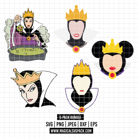 COD3529 - Evil queen at Snow White and the seven dwarfs pack bundle, Disney clipart Svg, Png, Eps, Dxf, Jpeg, vector.