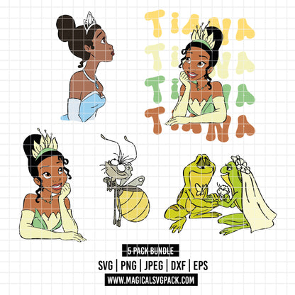 COD3538 - The princess and the frog pack bundle, Disney princess clipart Svg, Png, Eps, Dxf, Jpeg, vector.