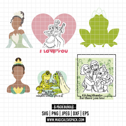 COD3539 - The princess and the frog pack bundle, Disney princess clipart Svg, Png, Eps, Dxf, Jpeg, vector.