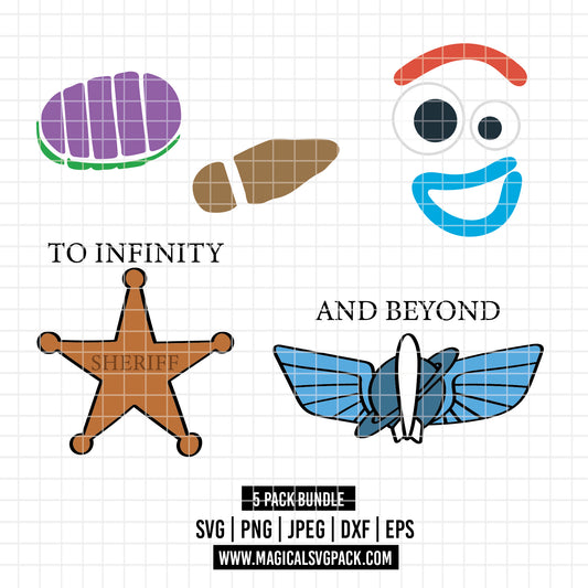 COD3545 - Forky and Toy story icons pack bundle, Disney clipart Svg, Png, Eps, Dxf, Jpeg, vector.