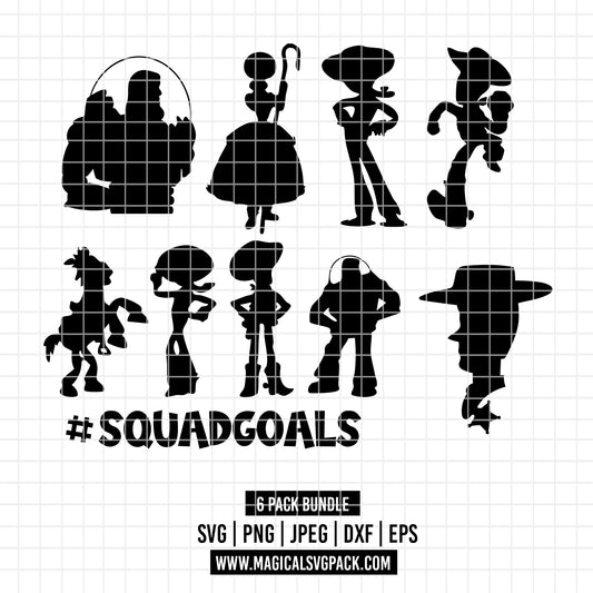 COD3547 - Woody, Buzz, Bullseye, Jessie and Bo Peep, Toy story pack bundle, Disney clipart Svg, Png, Eps, Dxf, Jpeg, vector.
